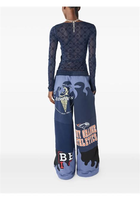 top moonogram mesh flock ls donna navy MARINE SERRE | WTS018ACJER0005BL90